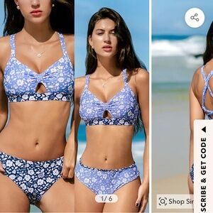 NWT Cupshe Reversible Floral Print Bikini